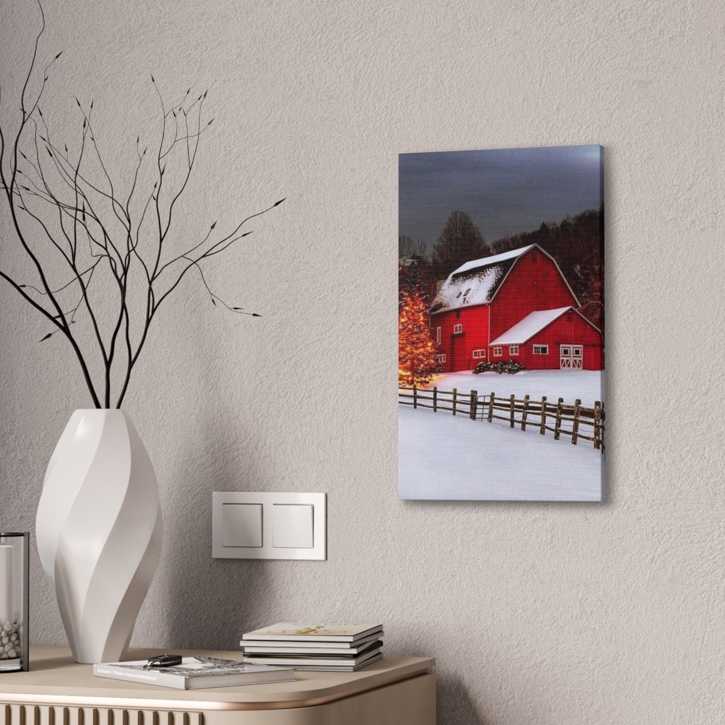 Barn in Winter - Canvas Stretched, 0.75"