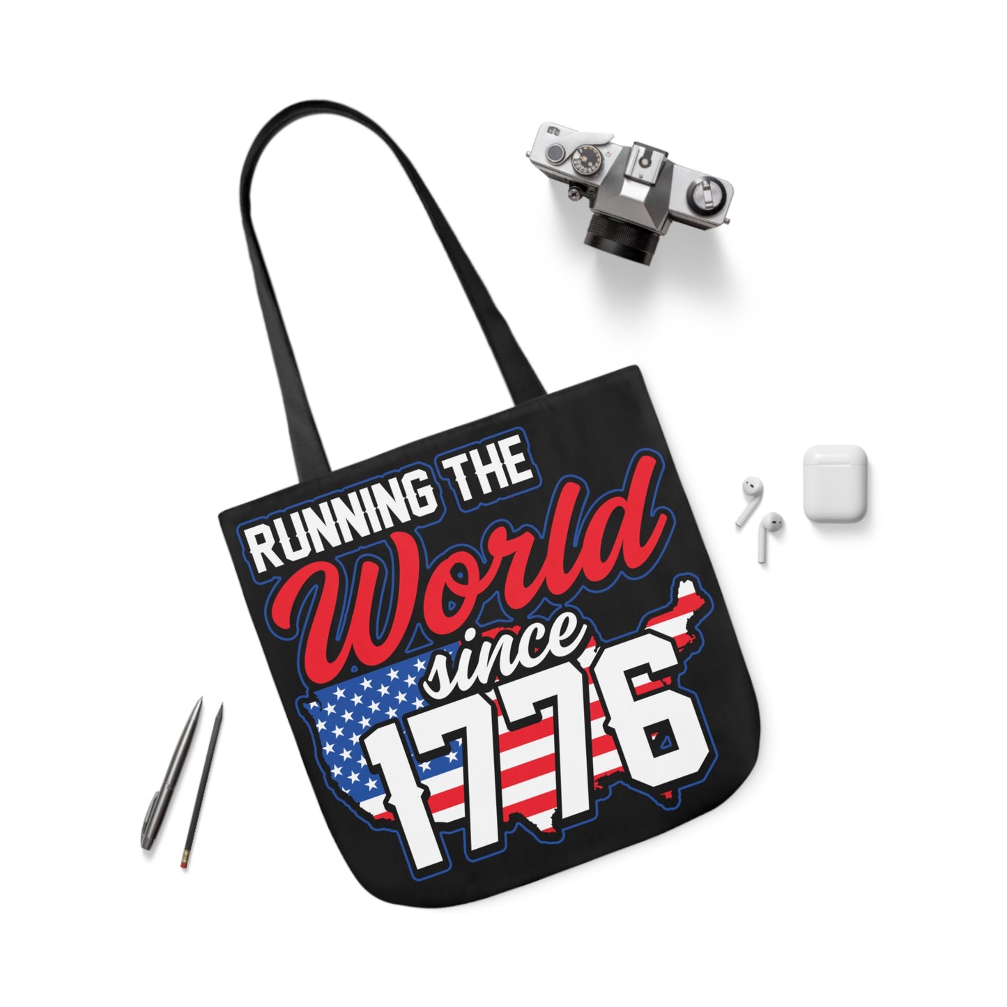 Running the World - Canvas Tote Bag, 5-Color Straps