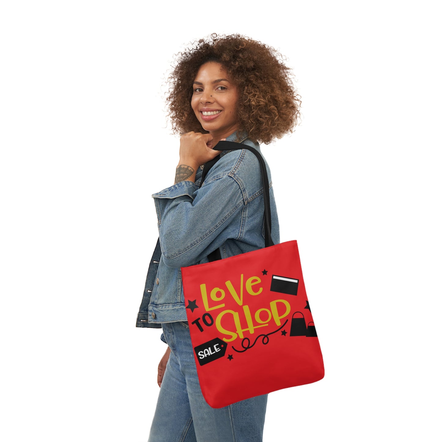 Love to Shop = Canvas Tote Bag, 5-Color Straps - Mother's Day