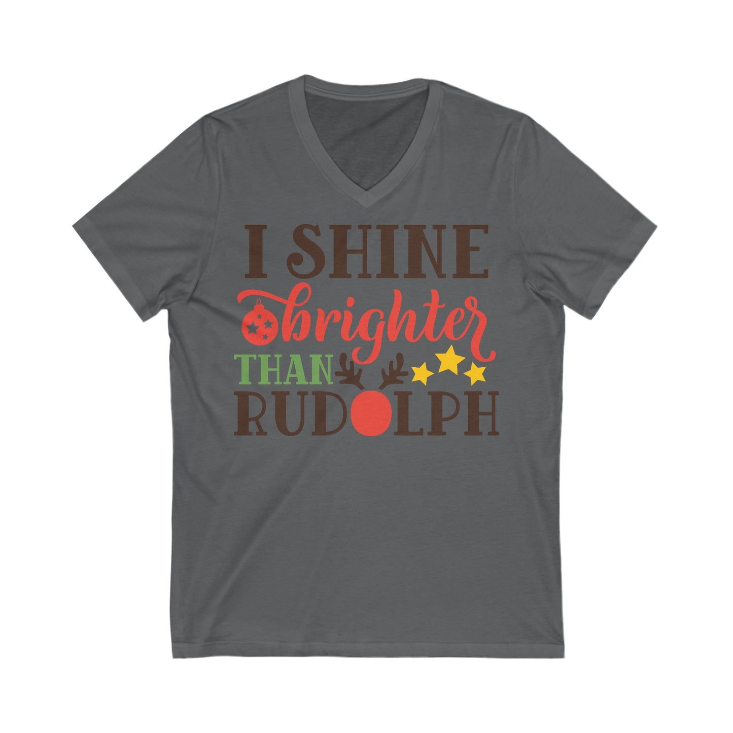 Shine - Unisex Jersey Short Sleeve V-Neck T-Shirts - Christmas