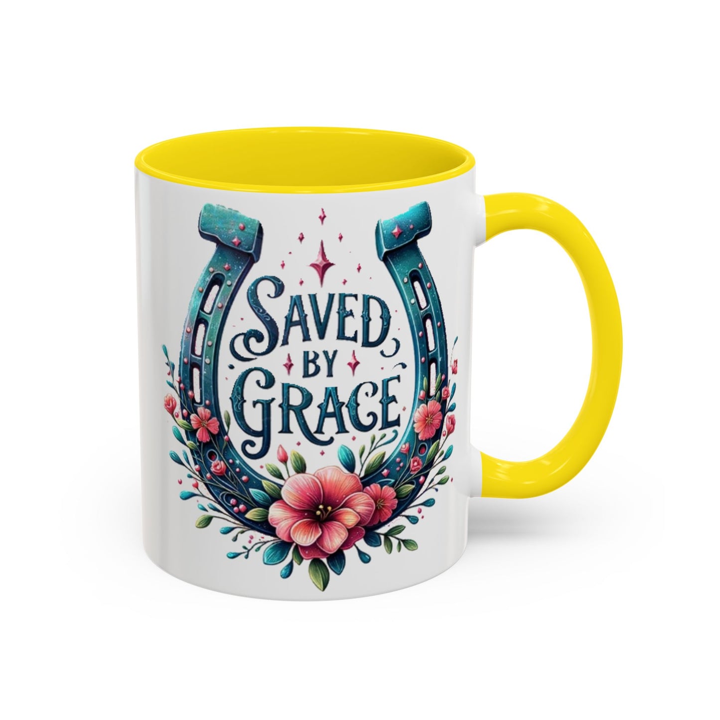 Saved by Grace - Accent Coffee Mug (11, 15oz) - Easter - Mother's Day - Father's Day