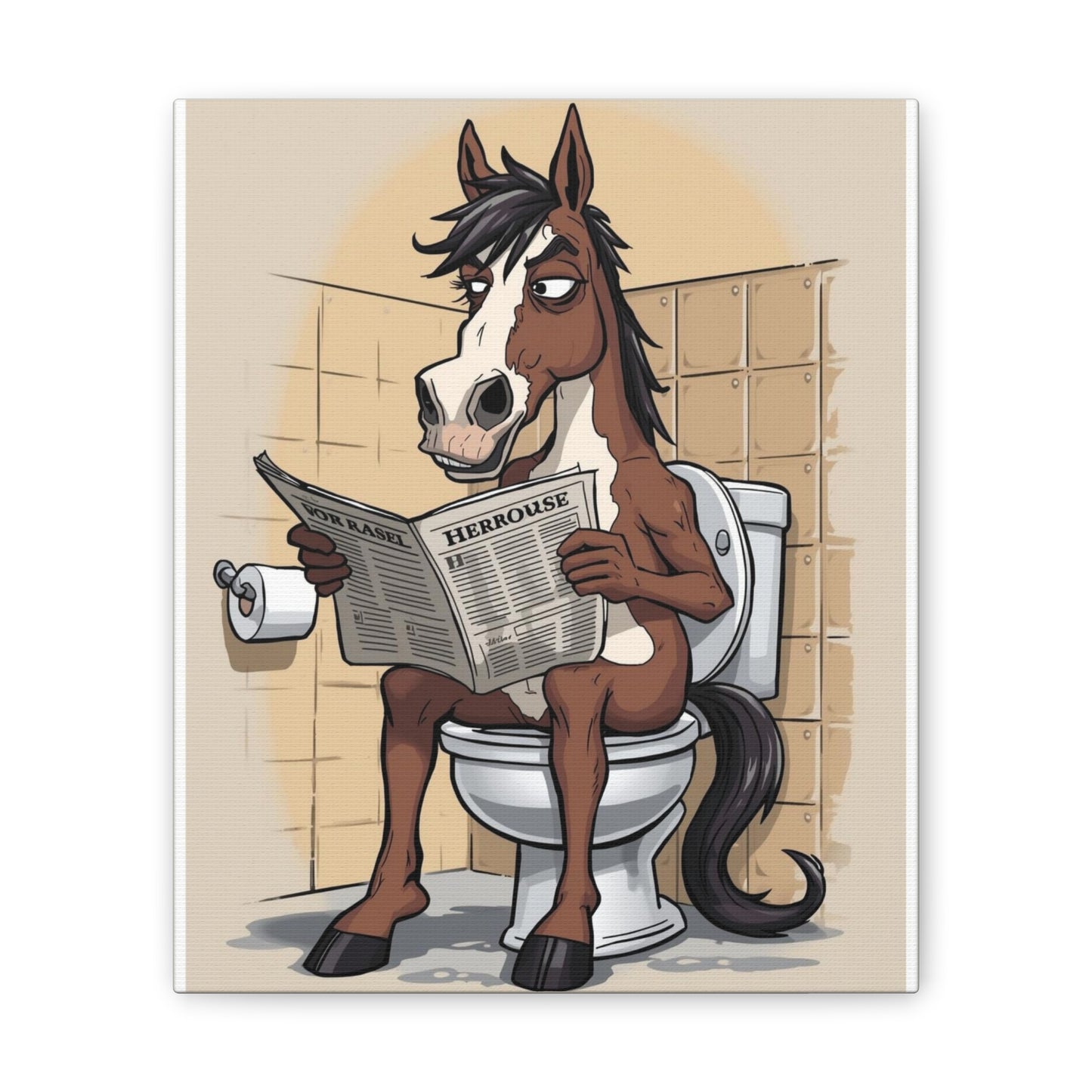 Horse on the can - Canvas Stretched, 0.75" - Wall Art 2026 - Bathroom Humor