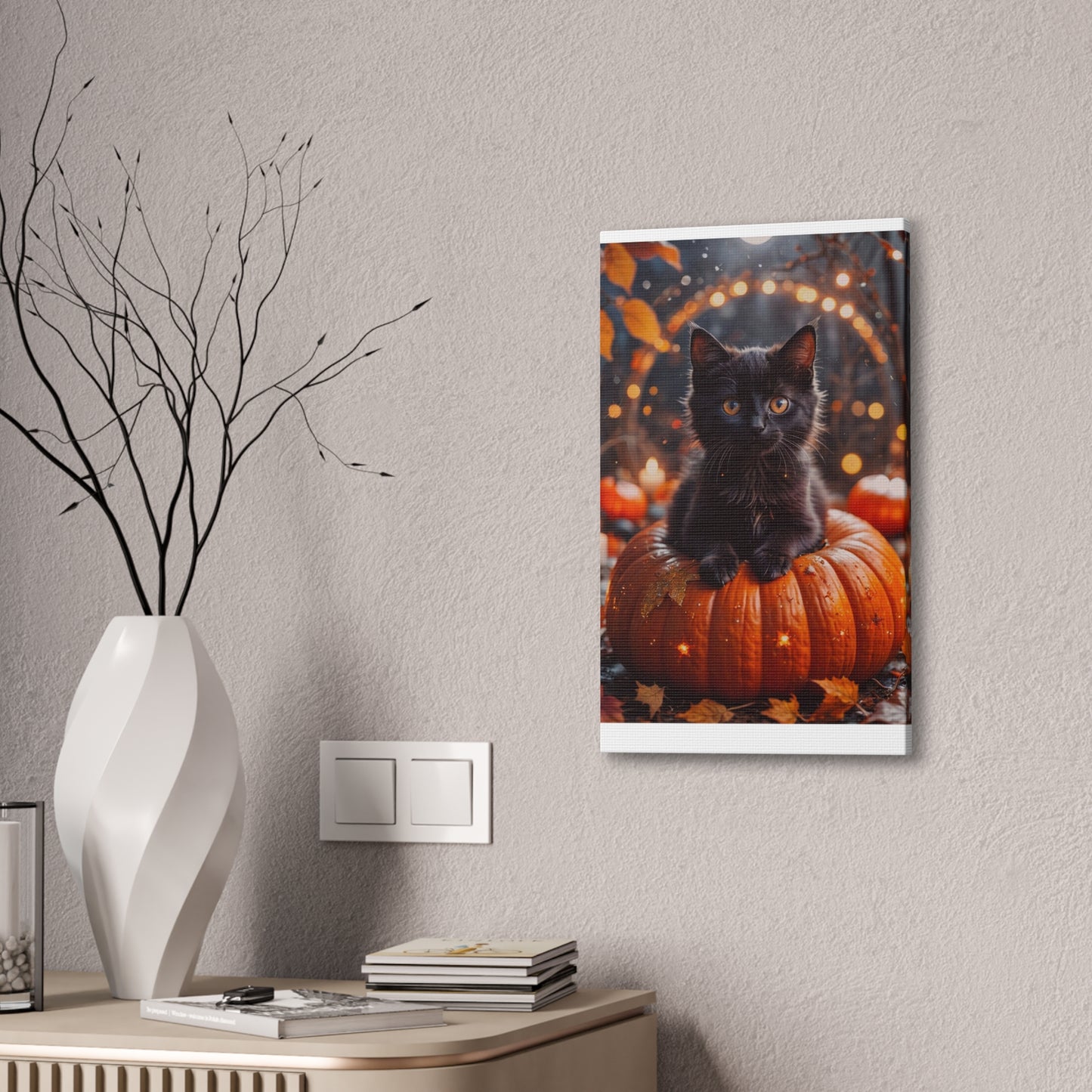 Kitty in Pumkin - Canvas Stretched, 0.75" - Halloween