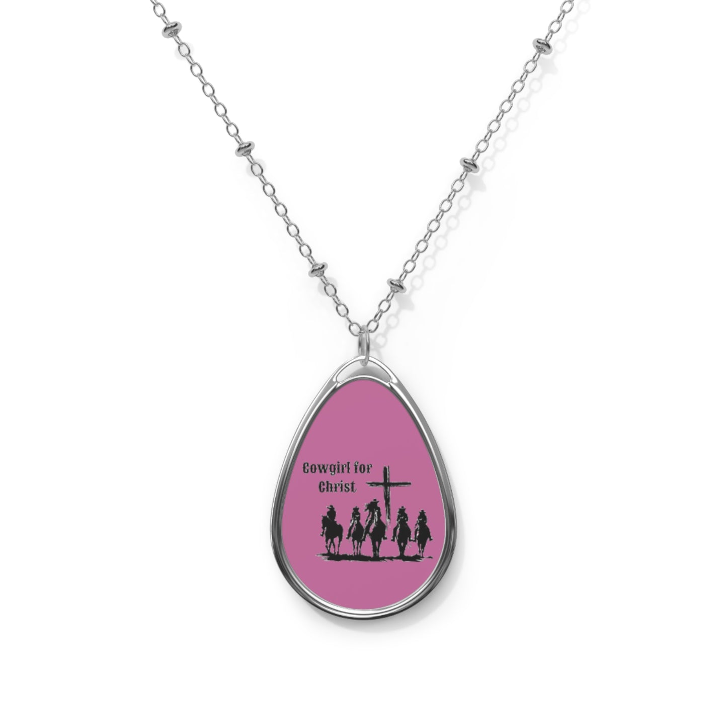 Cowgirl Pink - Oval Necklace- Mother's Day - Jewelry - Easter