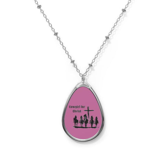 Cowgirl Pink - Oval Necklace- Mother's Day - Jewelry - Easter