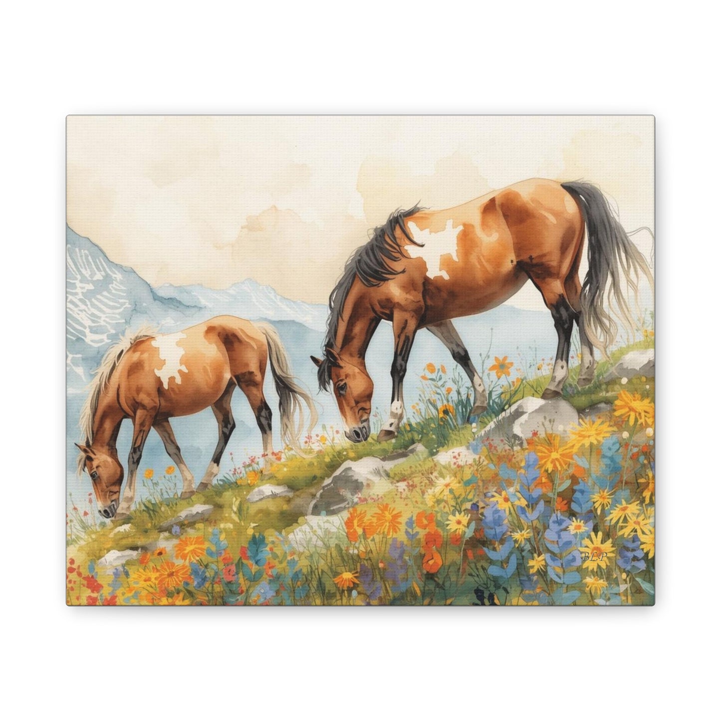 Horses Grazing - Canvas Stretched, 0.75" - Wall Art 2026 - Animals