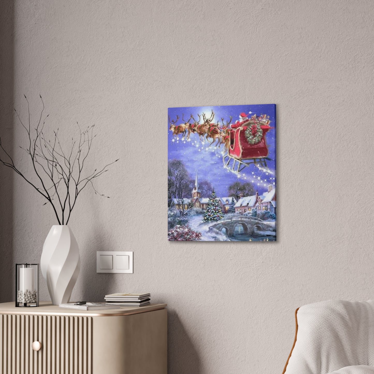 Santa's Coming - Canvas Stretched, 0.75" Christmas