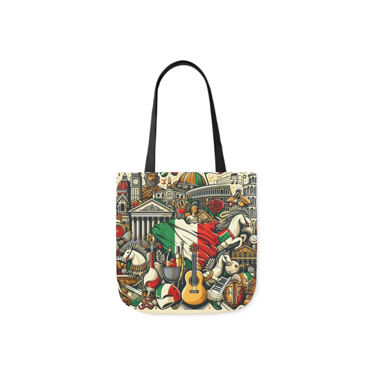 Italian Mural - Canvas Tote Bag, 5-Color Straps