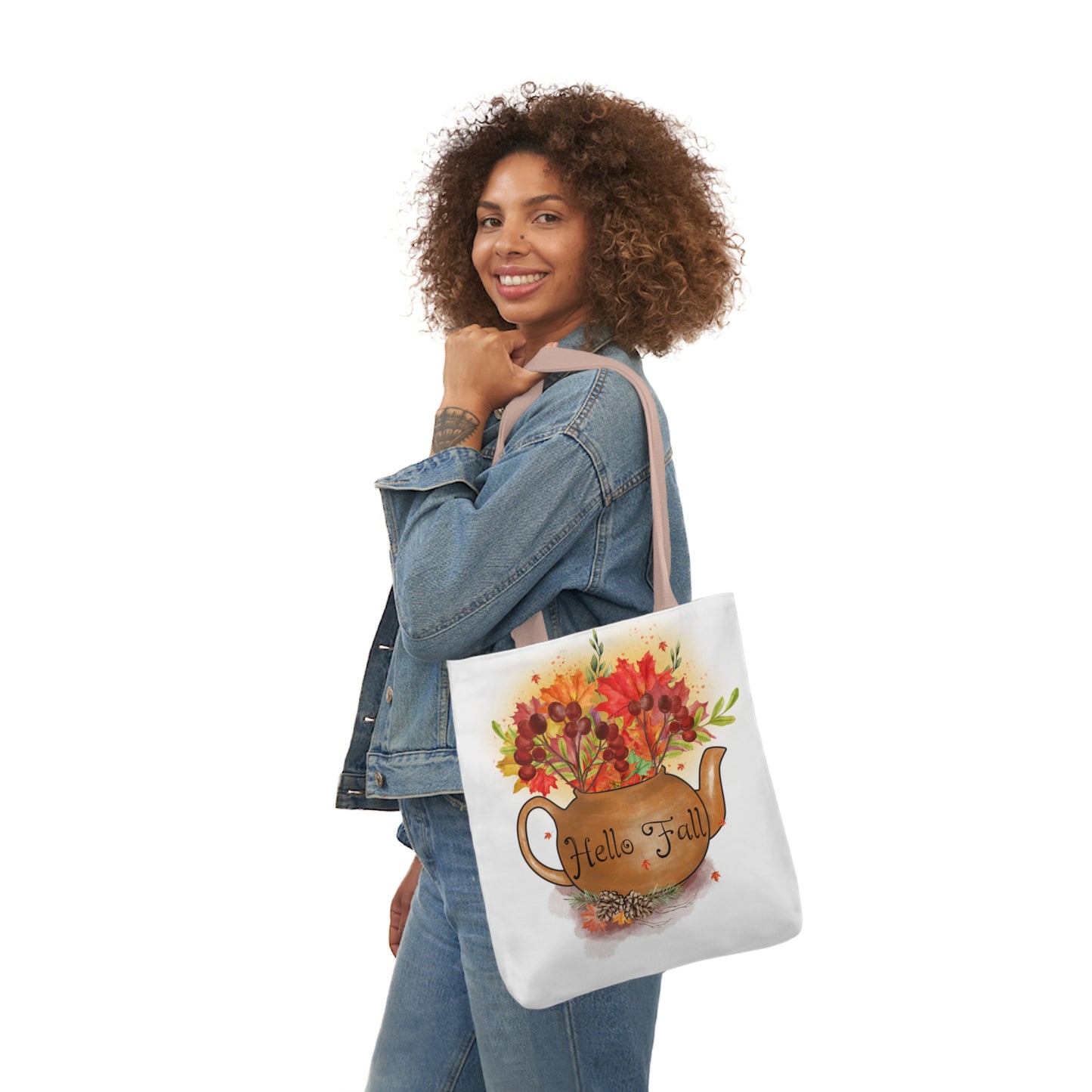 Hello Fall - Canvas Tote Bag, 5-Color Straps