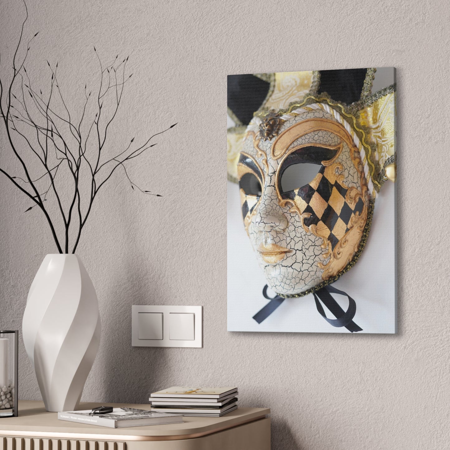 Gold and Silver Mask - Canvas Stretched, 0.75"