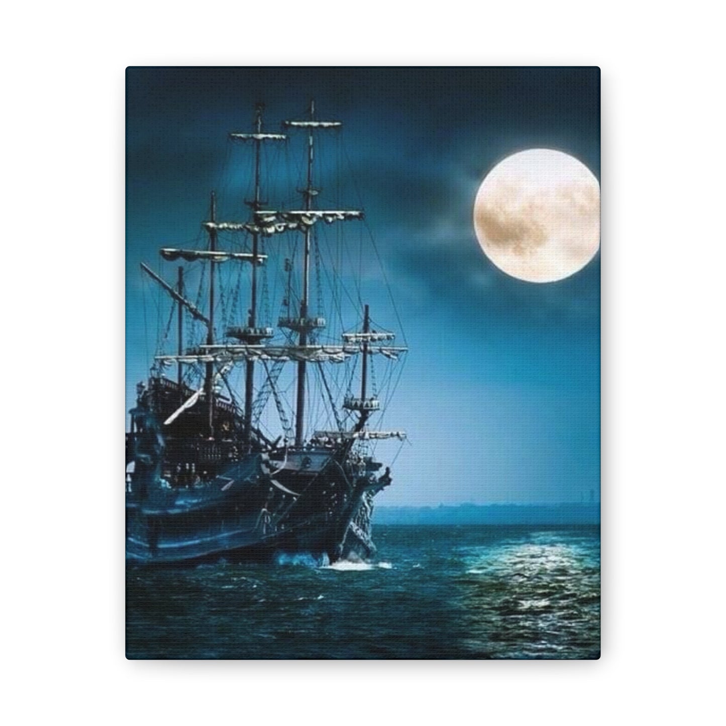 At Sea by Moonlight - Canvas Stretched, 0.75"