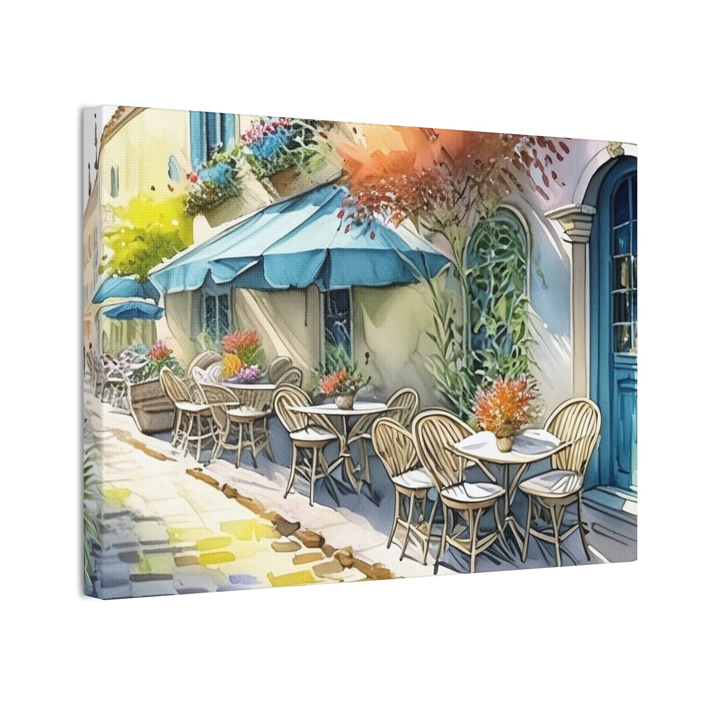 Street Cafe - Canvas Stretched, 0.75"