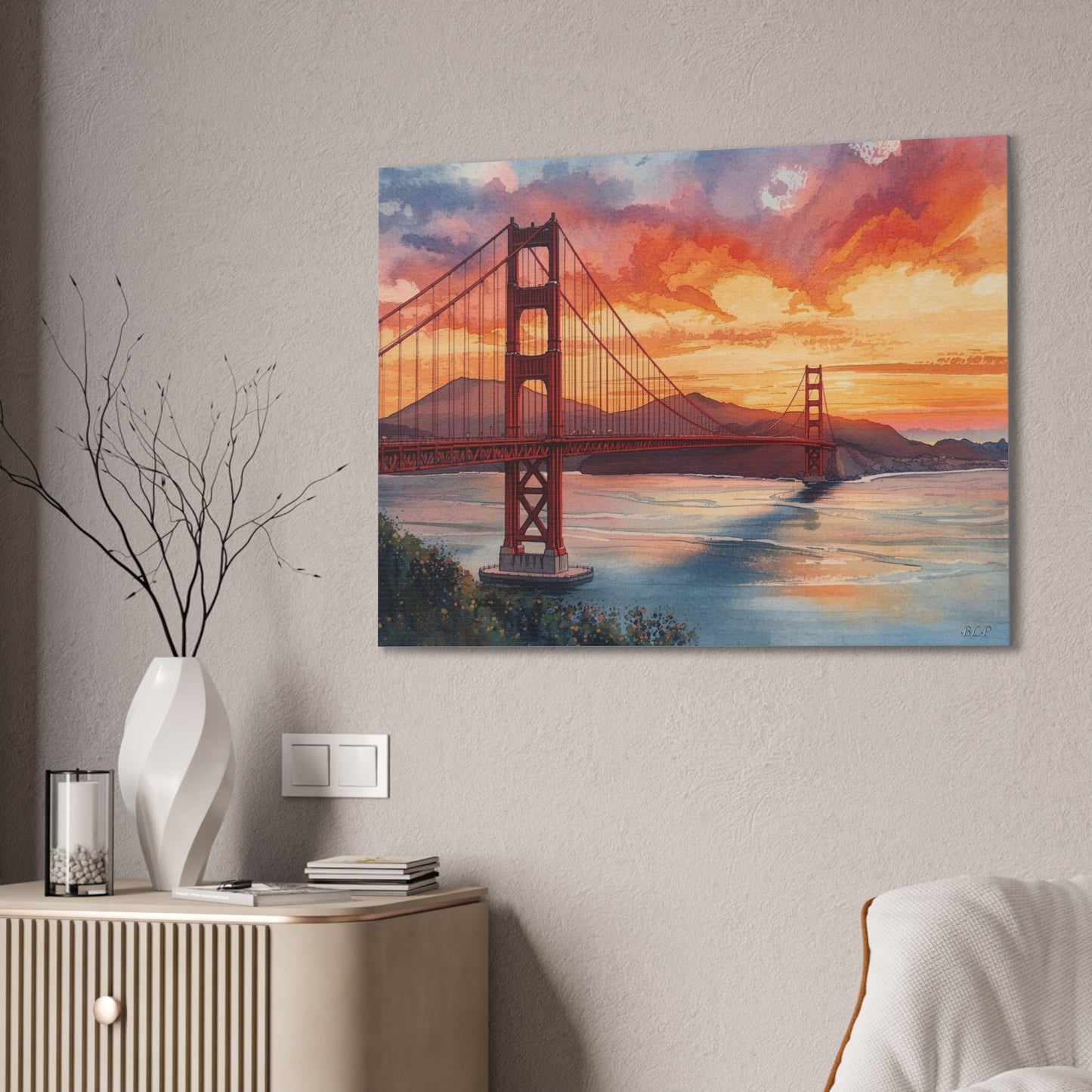 Golden Gate at Sunset = Canvas Stretched, 0.75" - Wall Art 2026 - Places