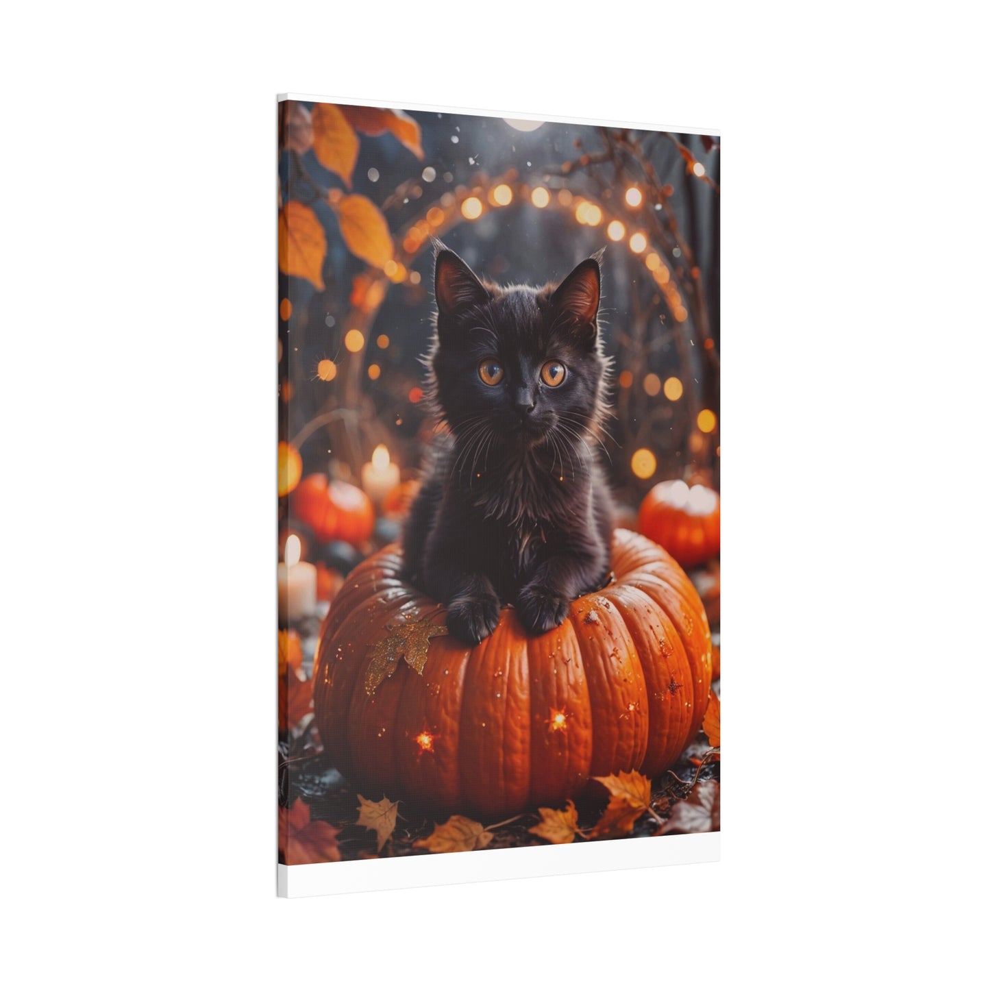 Kitty in Pumkin - Canvas Stretched, 0.75" - Halloween