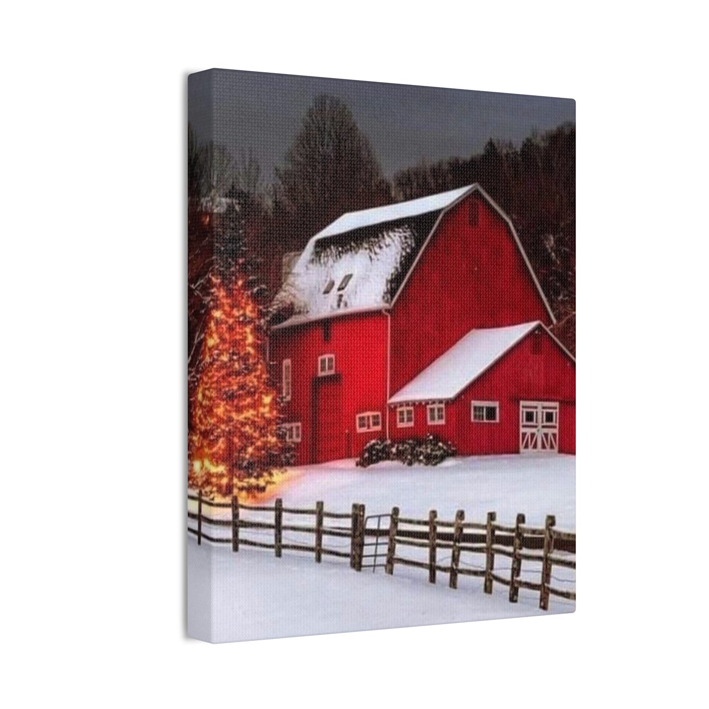 Barn in Winter - Canvas Stretched, 0.75"