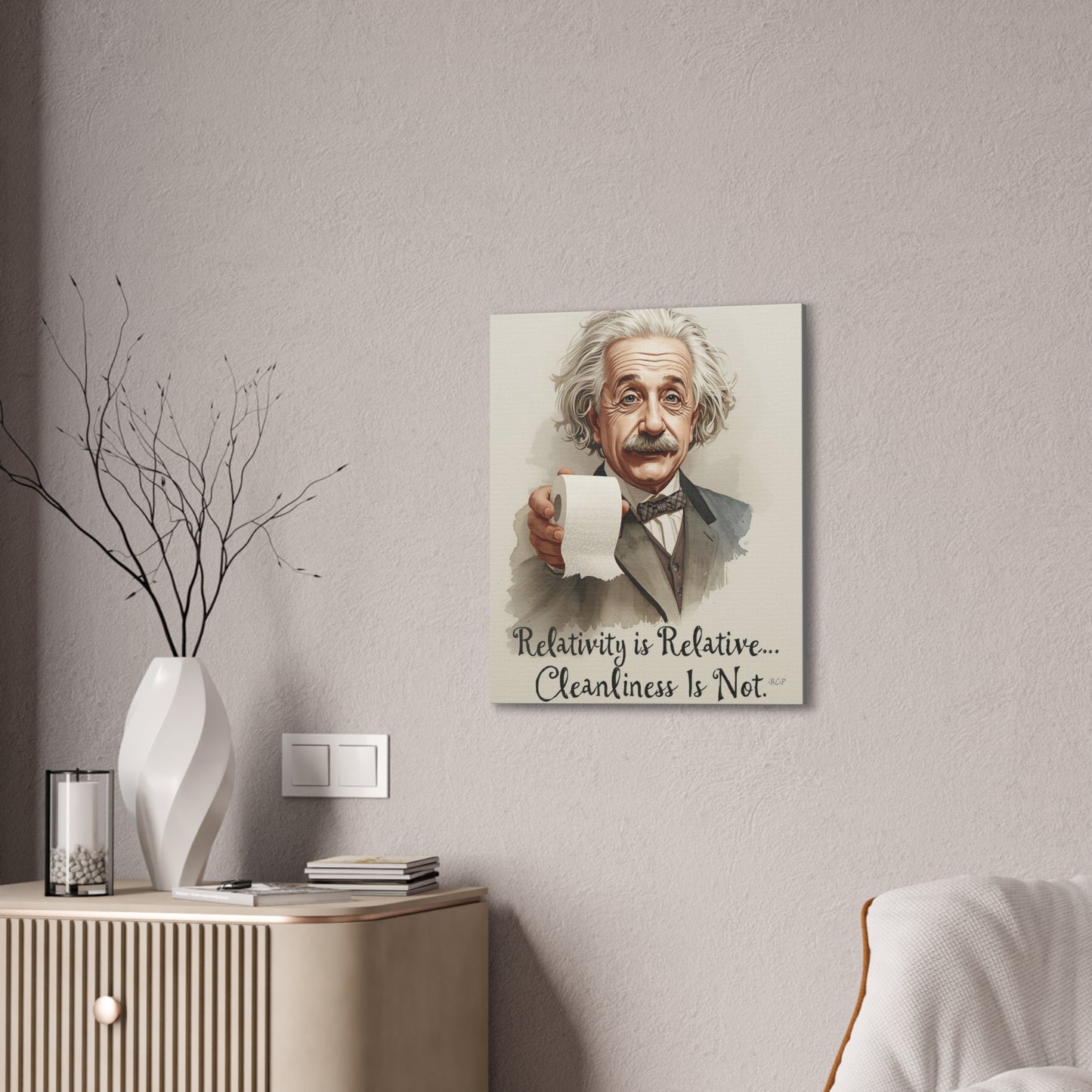 Einstein - Canvas Stretched, 0.75" - 2026 Wall Art - Bathroom Humor