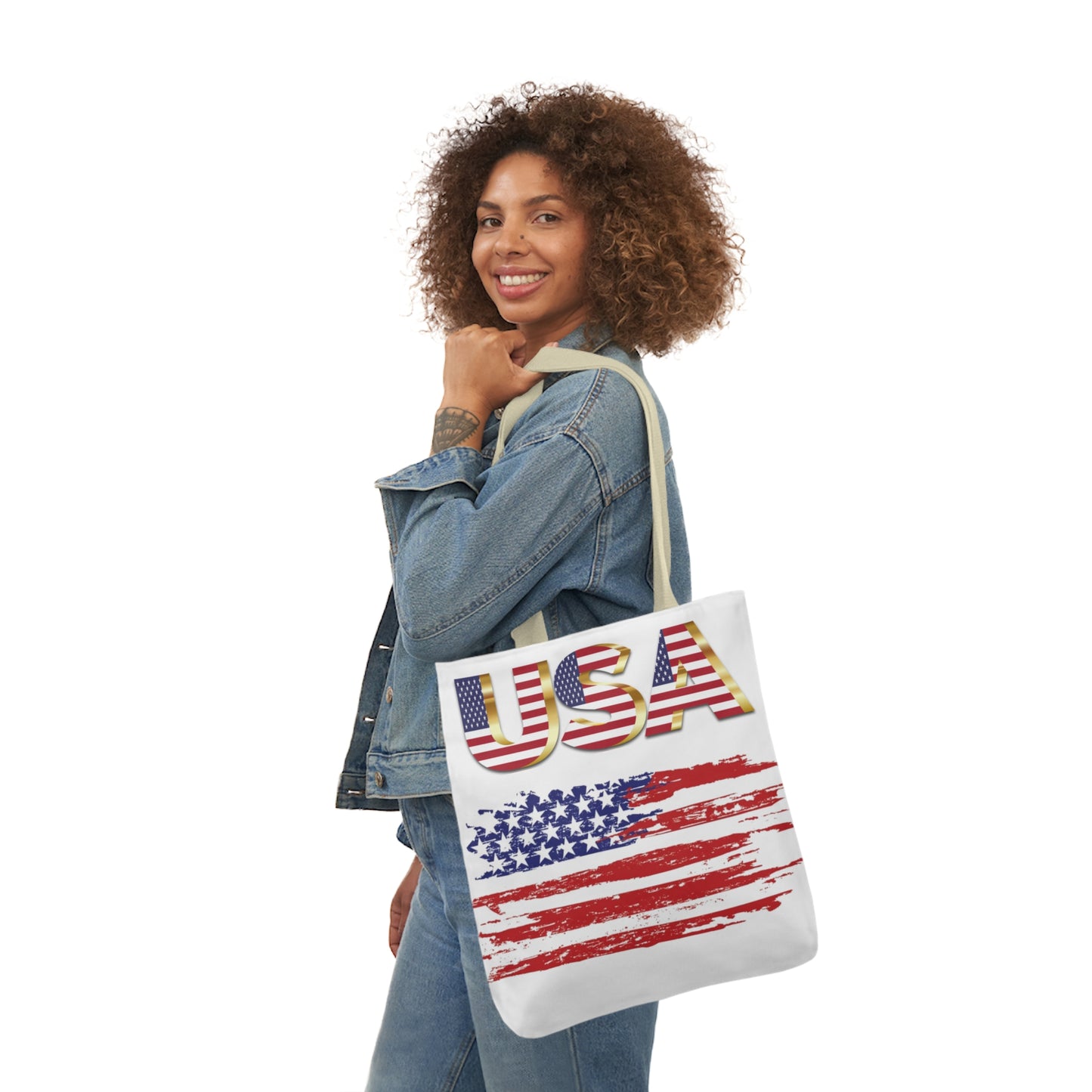 American - Canvas Tote Bag, 5-Color Straps - Patriotic