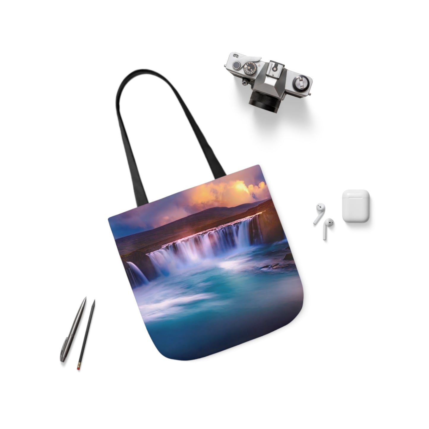 Waterfall - Canvas Tote Bag, 5-Color Straps