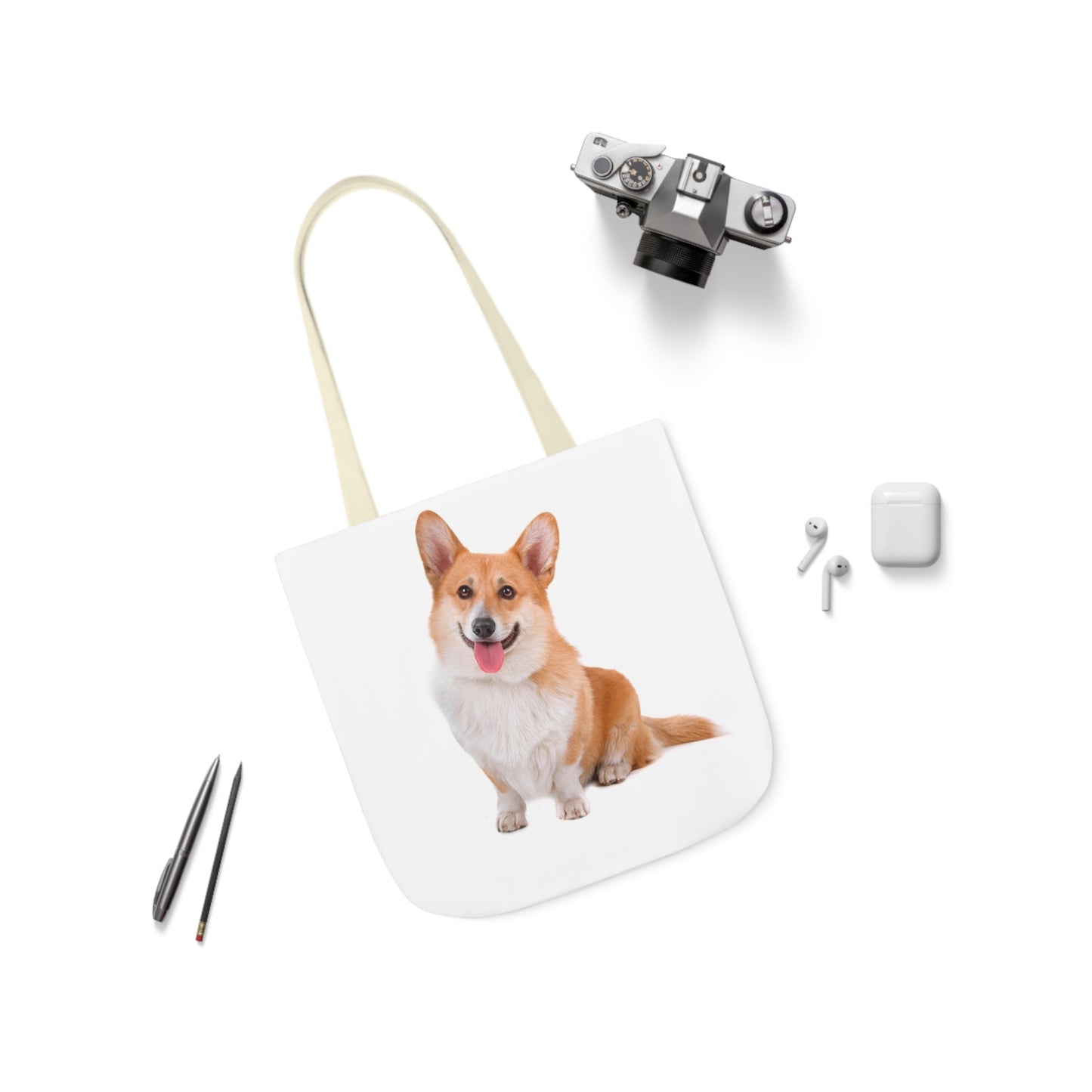 Corgi 1 - Canvas Tote Bag, 5-Color Straps