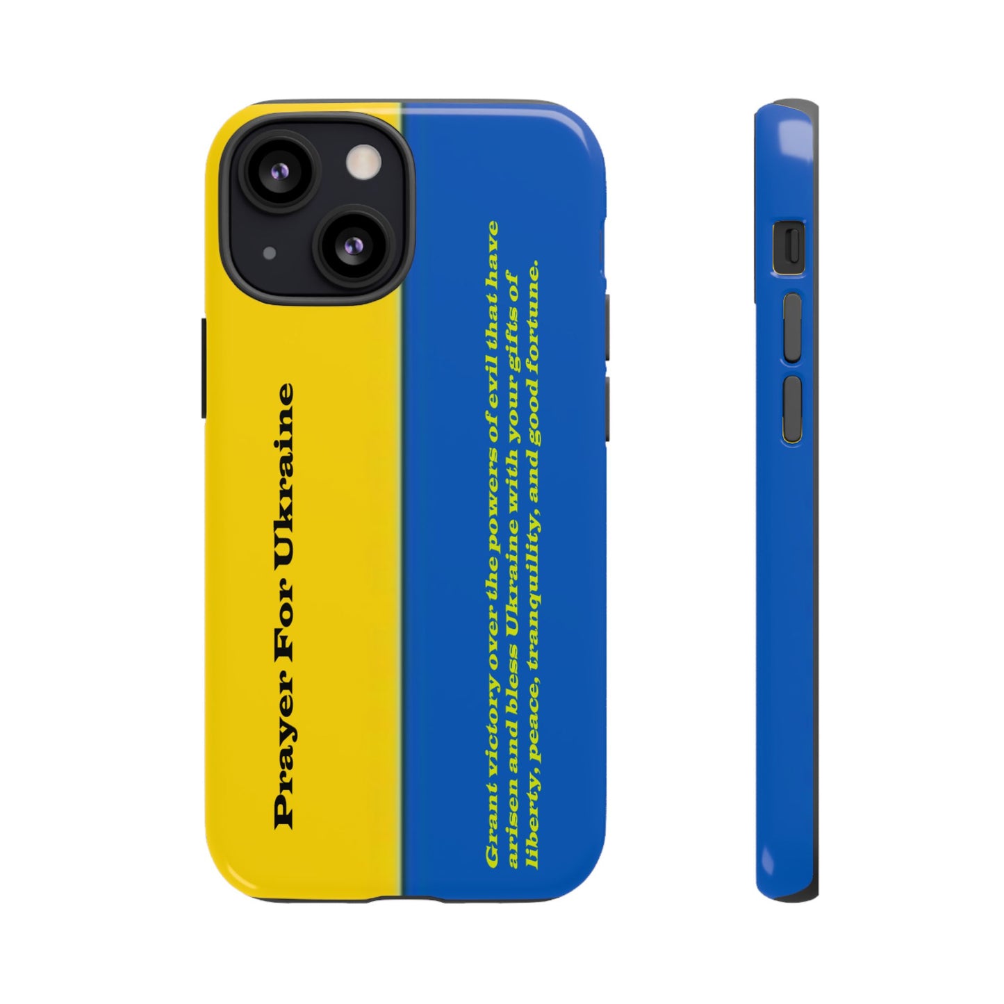 Flag of Ukraine with Prayer - Flag Phone Cases