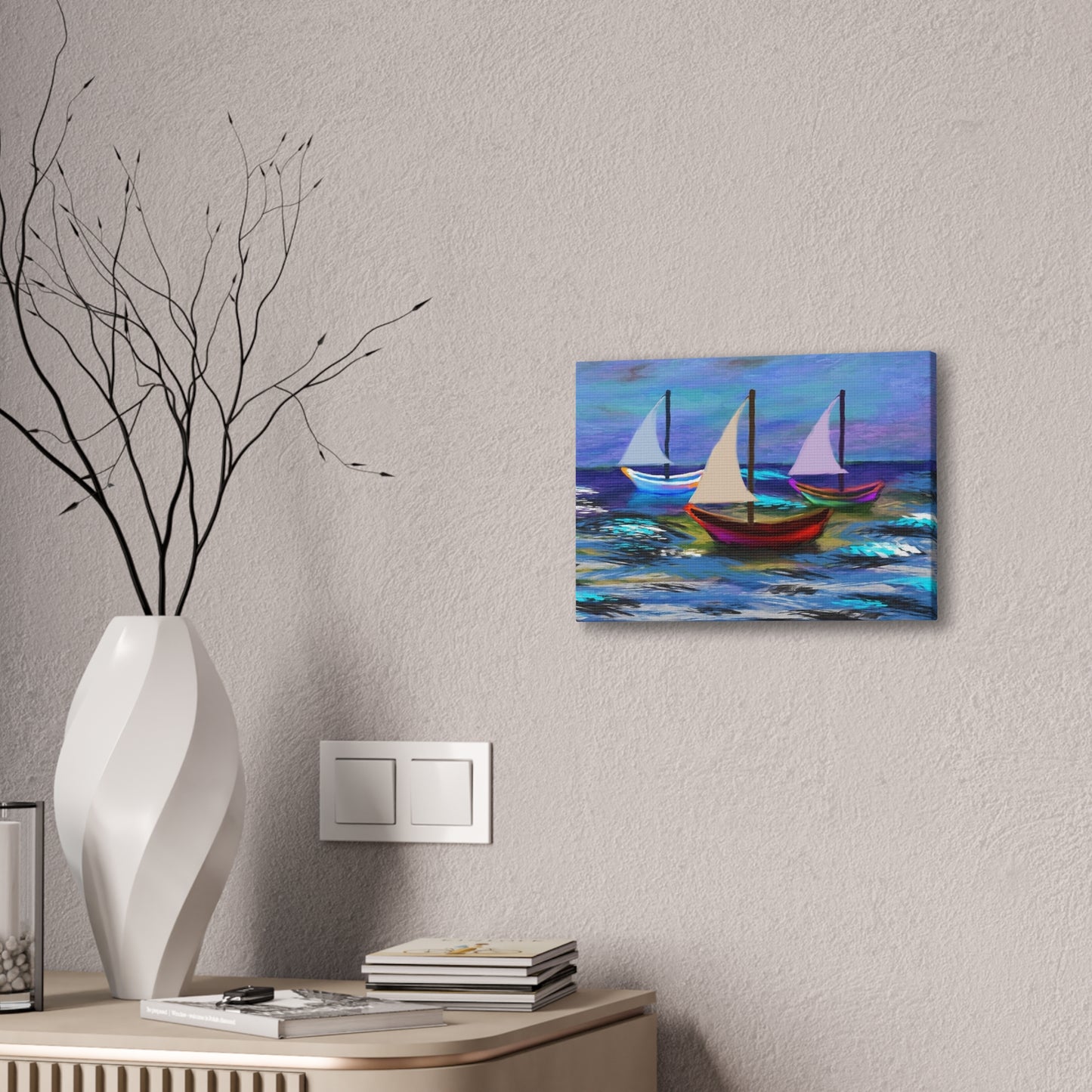 Sail Boats - Pastel _ Canvas Stretched, 0.75"