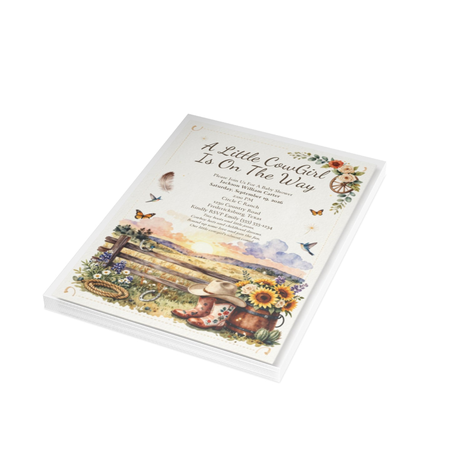 Little Cowgirl - Postcard Bundles (envelopes included)