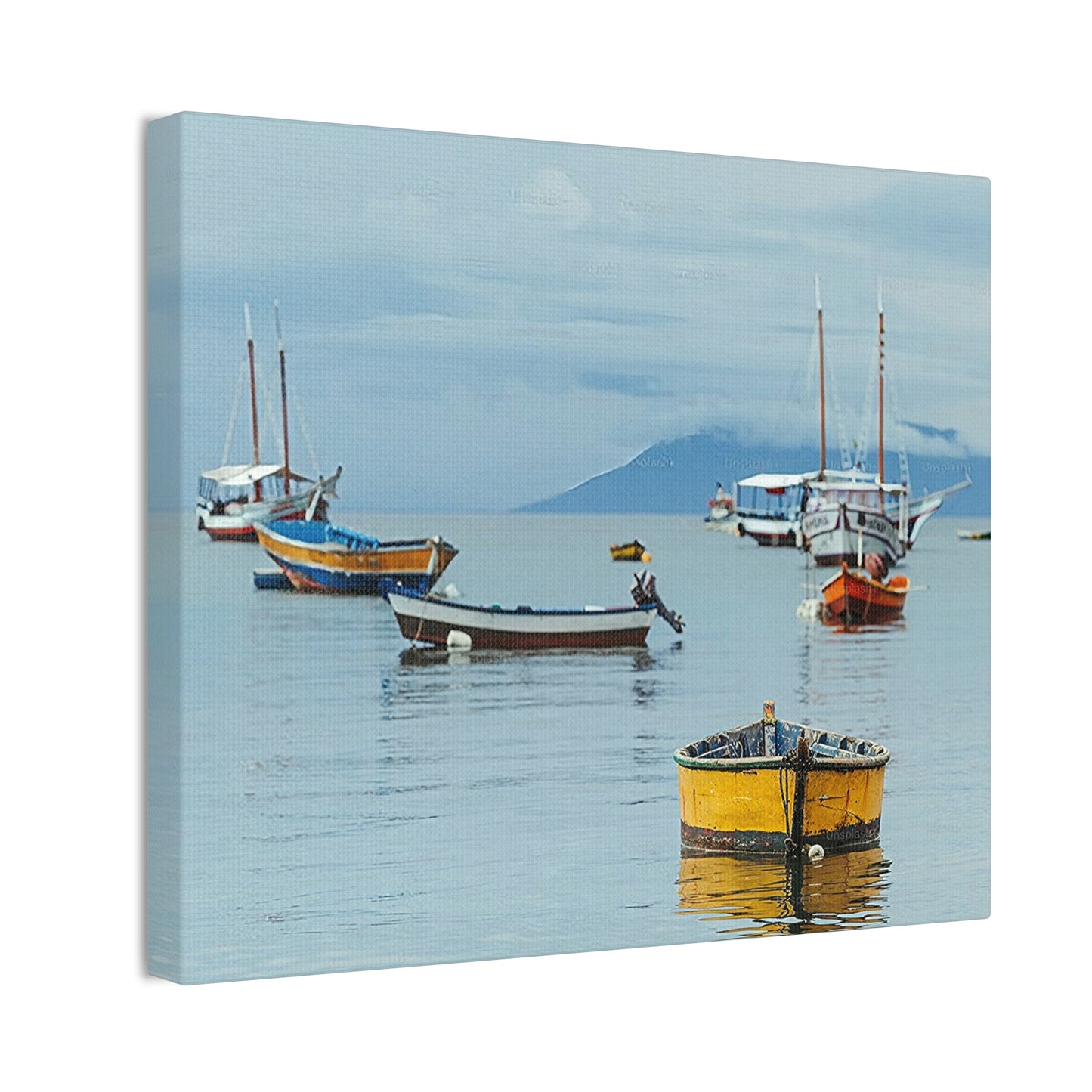 Boats in Harbor _ Canvas Stretched, 0.75"