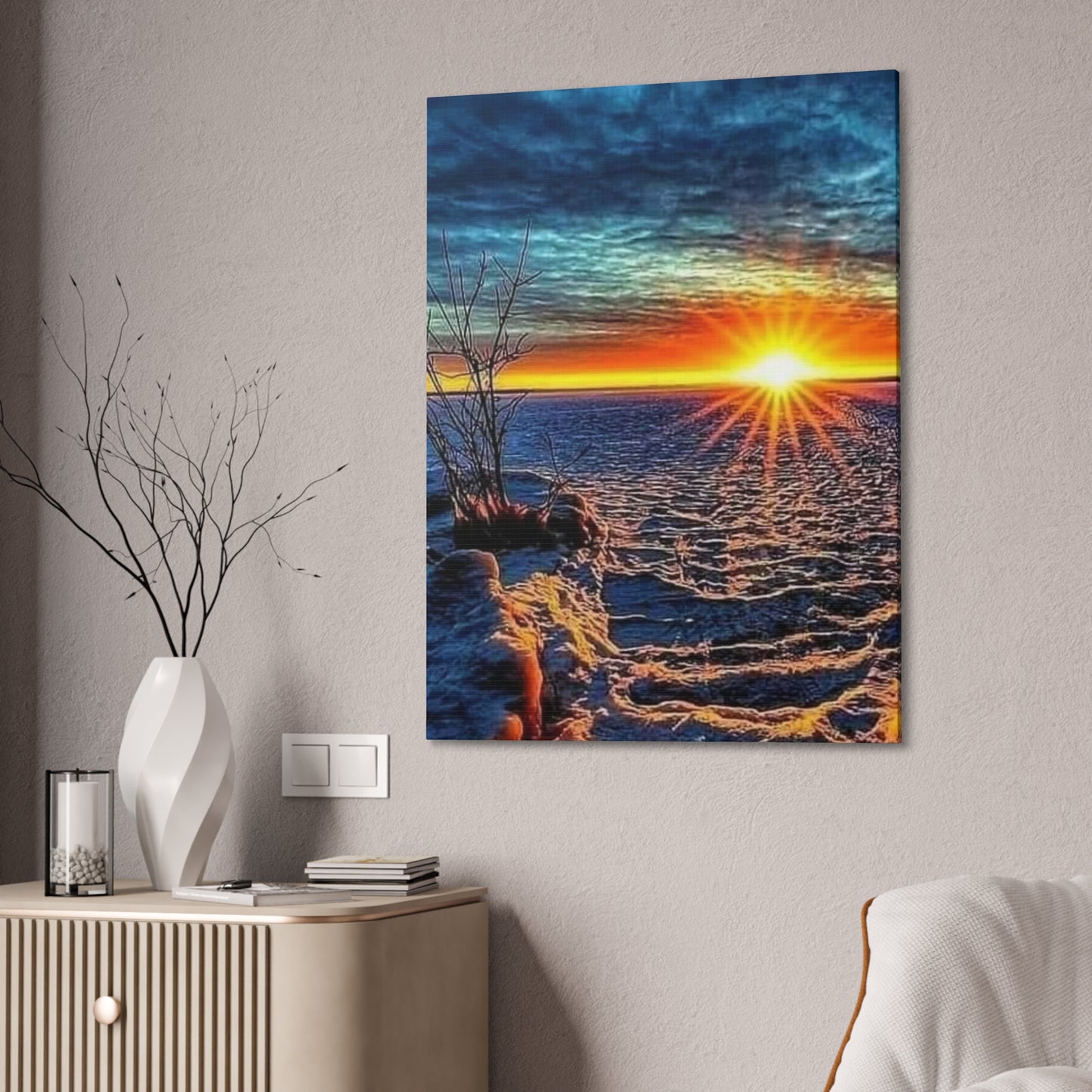 Sunrise on the Ocean - Canvas Stretched, 0.75"