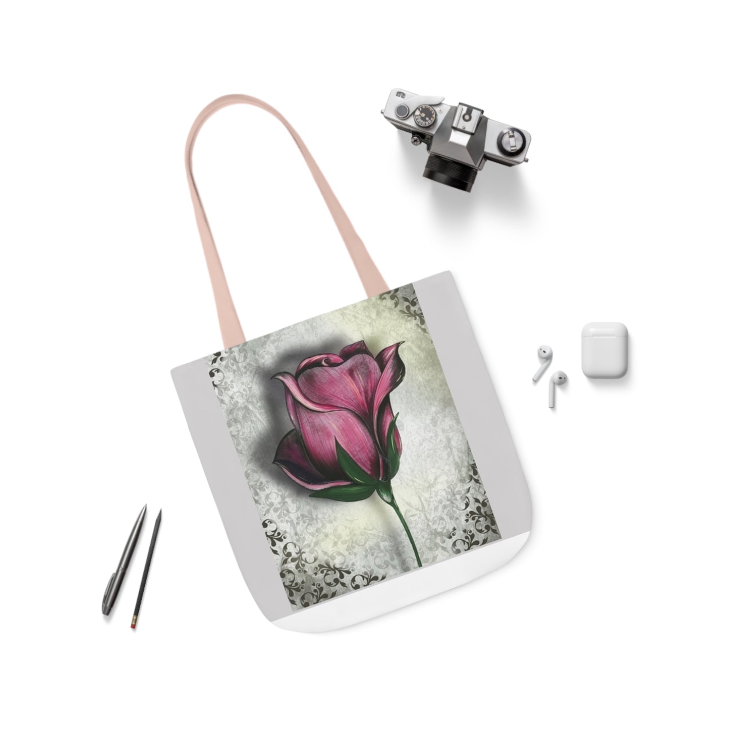 Rose - Canvas Tote Bag, 5-Color Straps