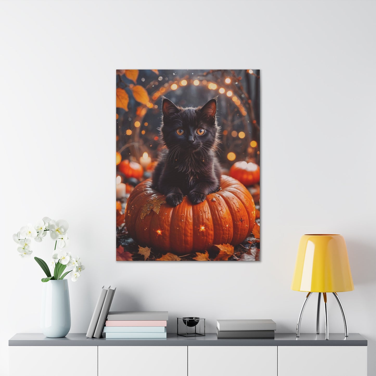 Kitty in Pumkin - Canvas Stretched, 0.75" - Halloween