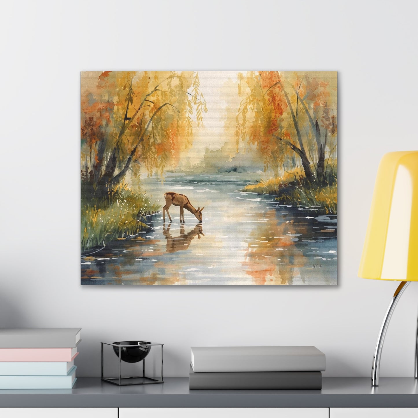 Deer Drinking - Canvas Stretched, 0.75" -  2026 Wall Art - Scenes