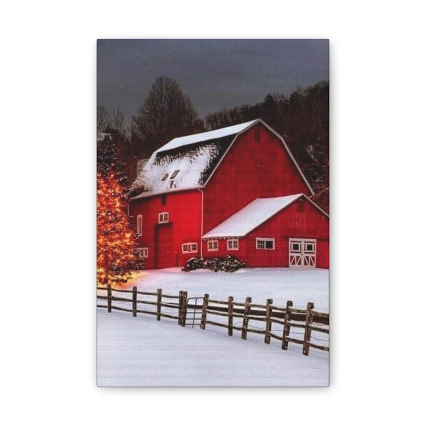 Barn in Winter - Canvas Stretched, 0.75"