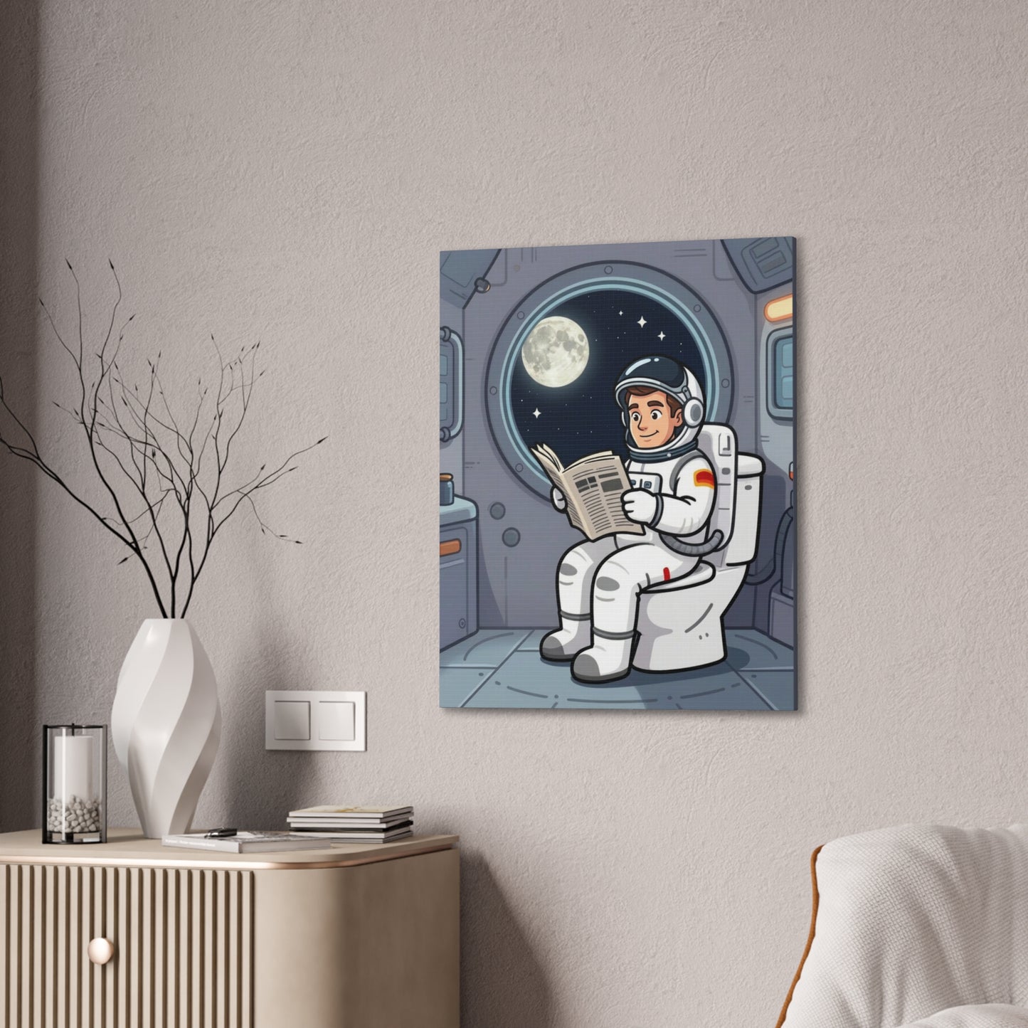 Space Library - Canvas Stretched, 0.75" - Wall Art 2026 - Bathroom Humor