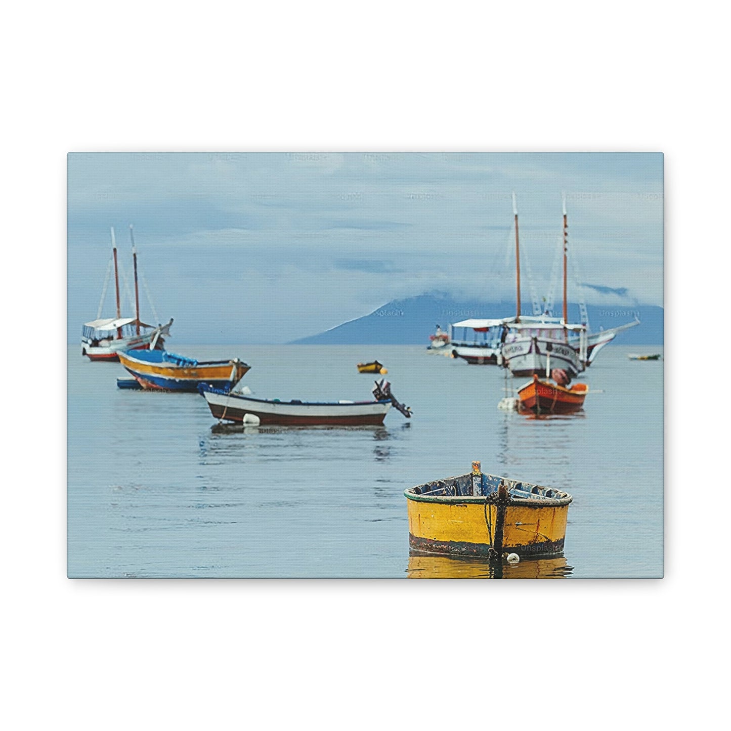 Boats in Harbor _ Canvas Stretched, 0.75"