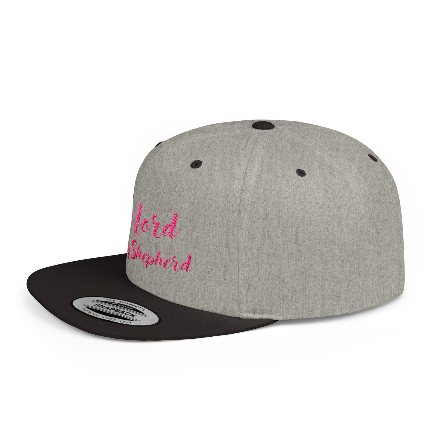 The Lord is My Shepherd - Pink - Embroidered - Flat Bill Snapback - Base Ball Cap - Easter - Mother's Day - Father's Day