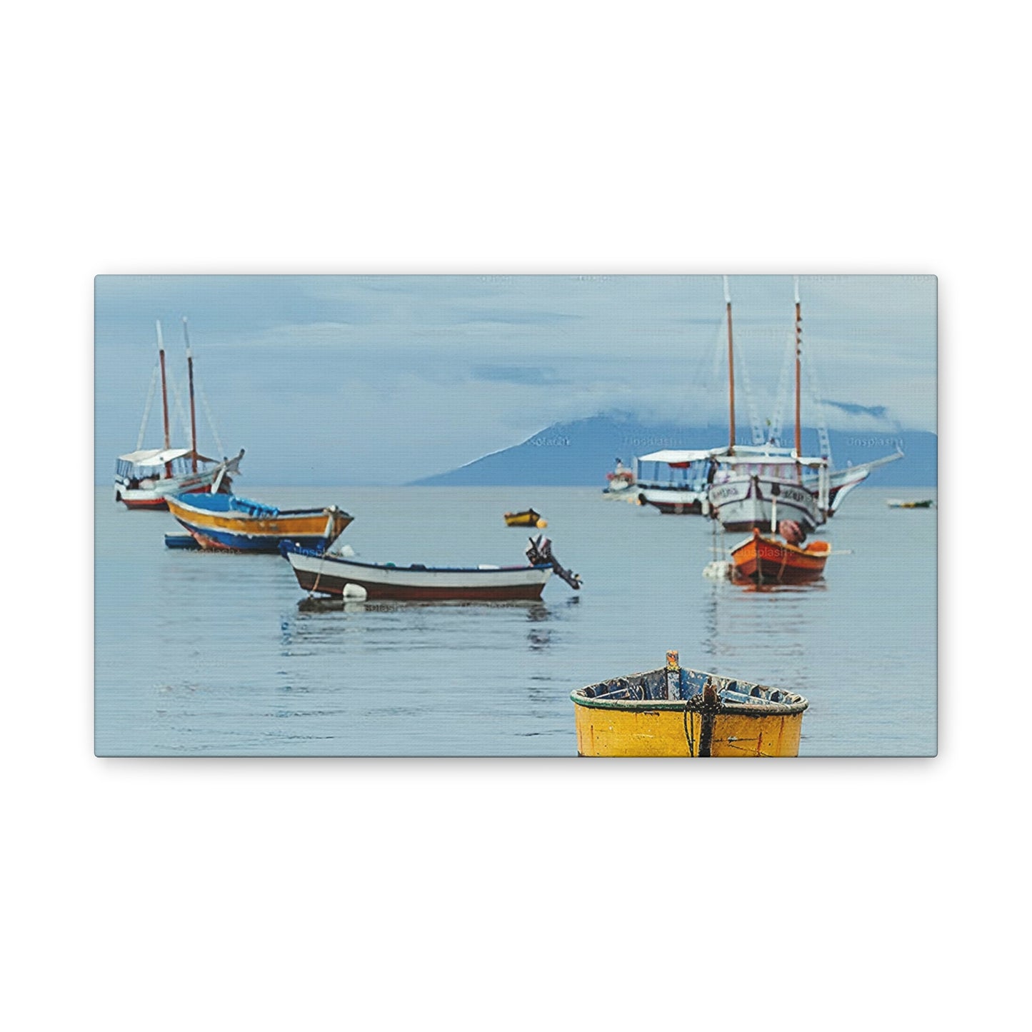 Boats in Harbor _ Canvas Stretched, 0.75"