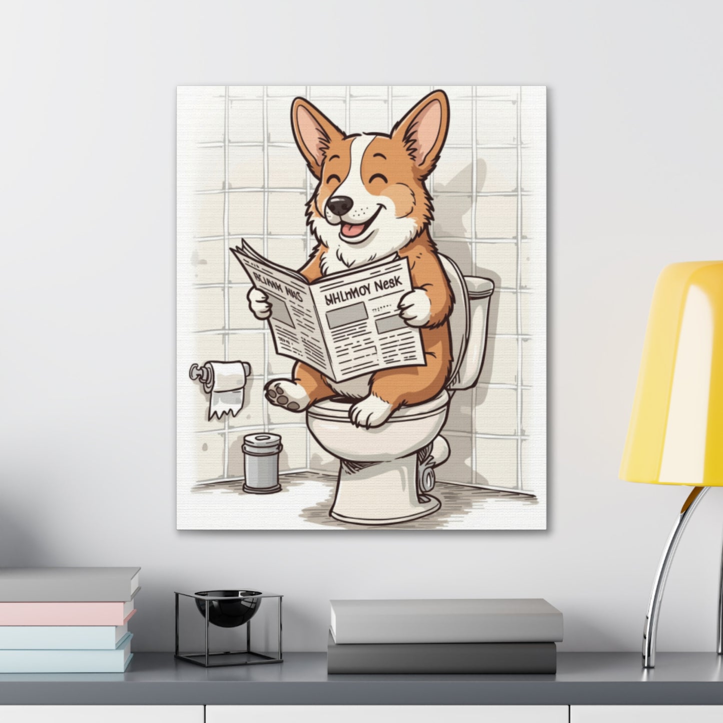Corgi 0n the Pot - Canvas Stretched, 0.75"- Wall Art - 2026 - Bathroom Humor