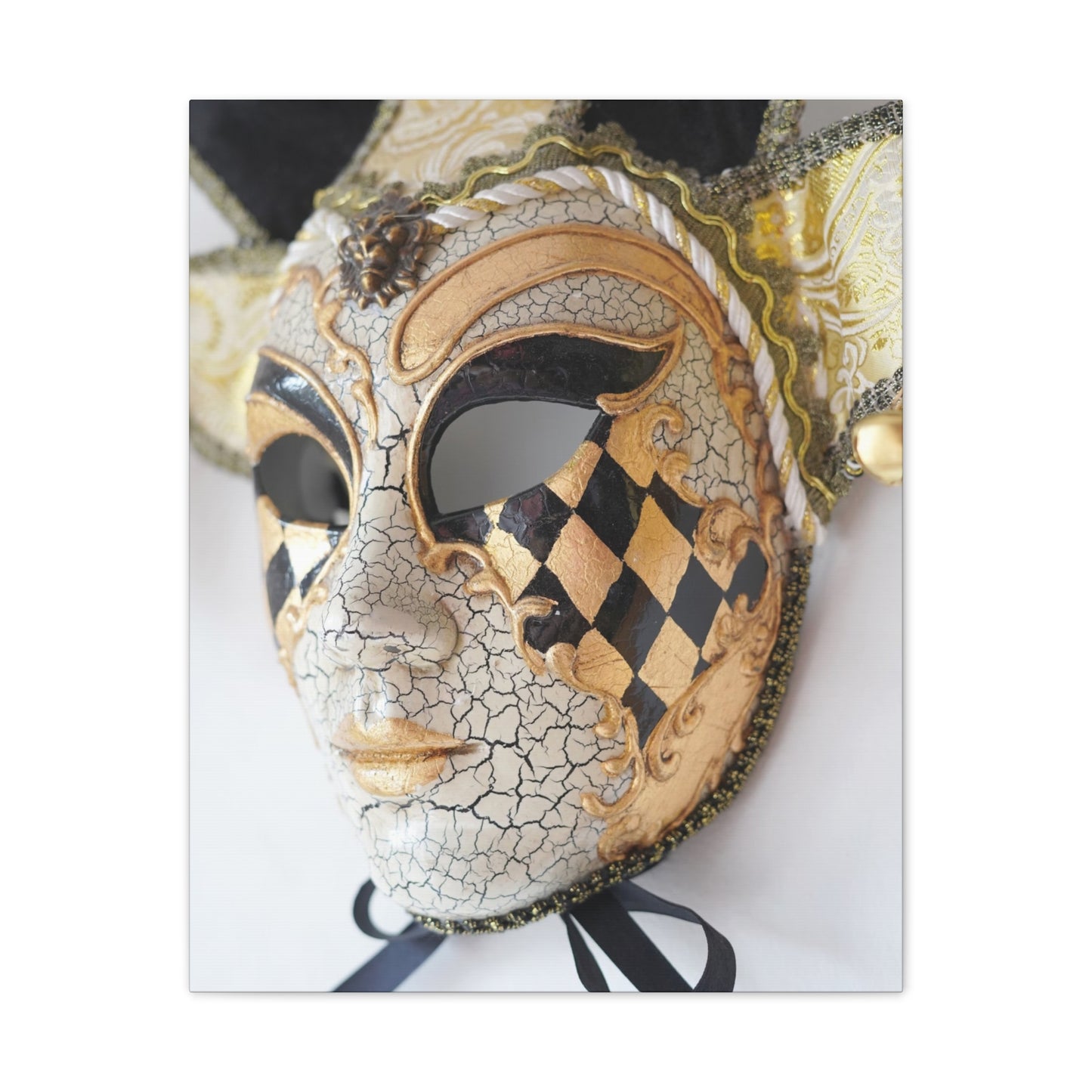 Gold and Silver Mask - Canvas Stretched, 0.75"