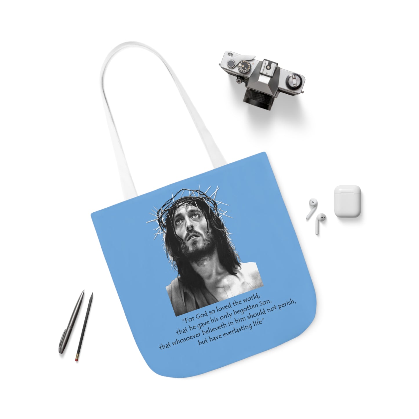 John 3:16 - Canvas Tote Bag, 5-Color Straps - Religion - Easter