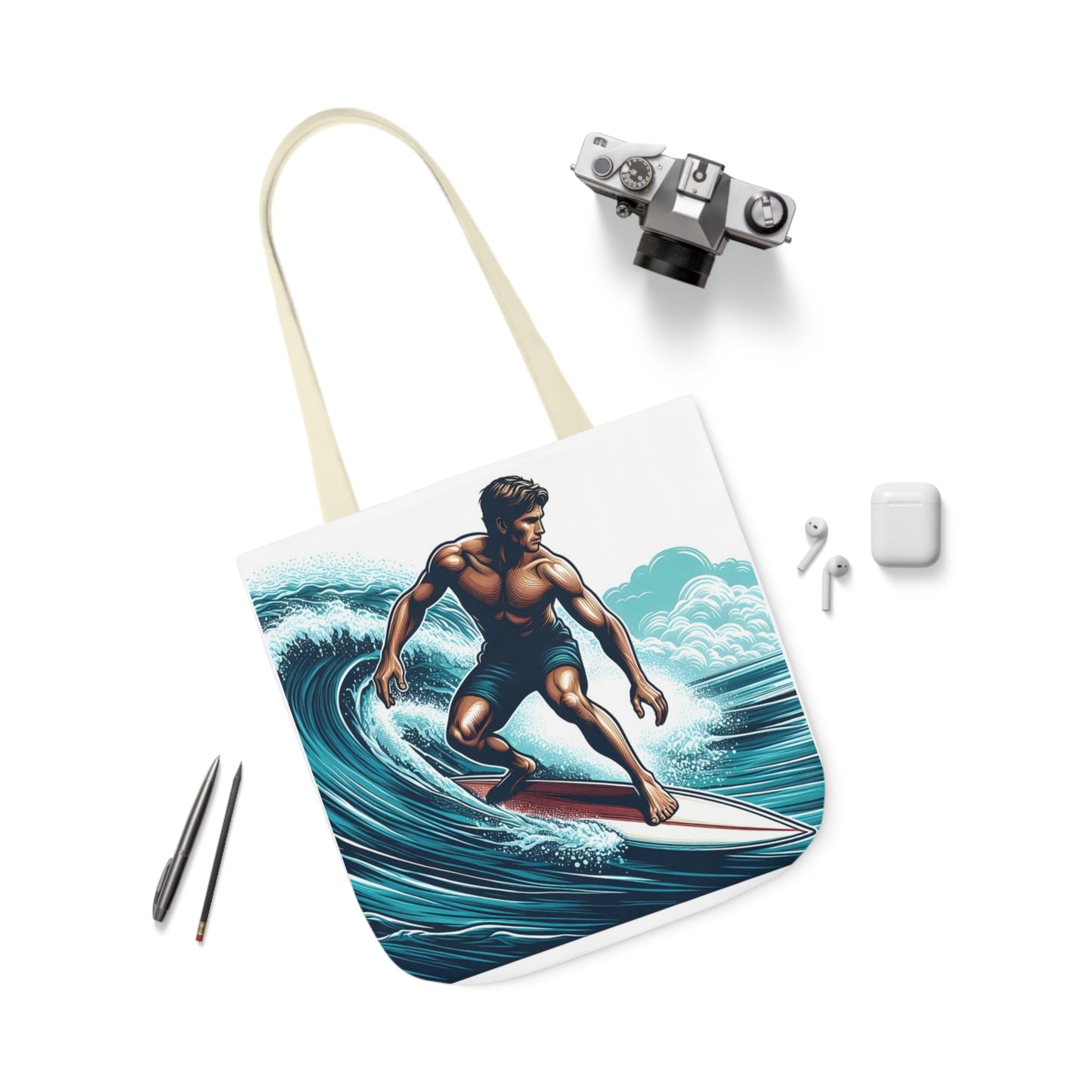 Surfer - Canvas Tote Bag, 5-Color Straps