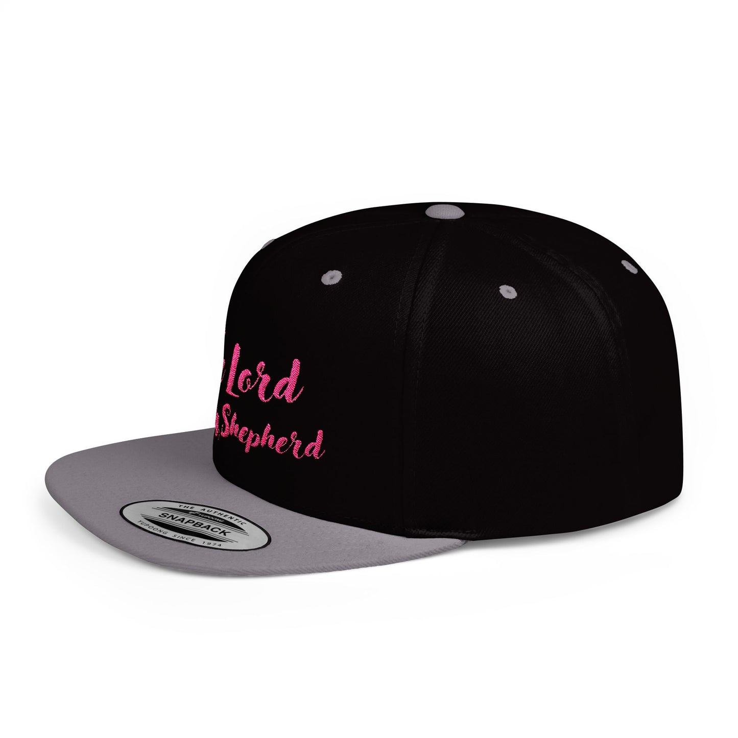 The Lord is My Shepherd - Pink - Embroidered - Flat Bill Snapback - Base Ball Cap - Easter - Mother's Day - Father's Day