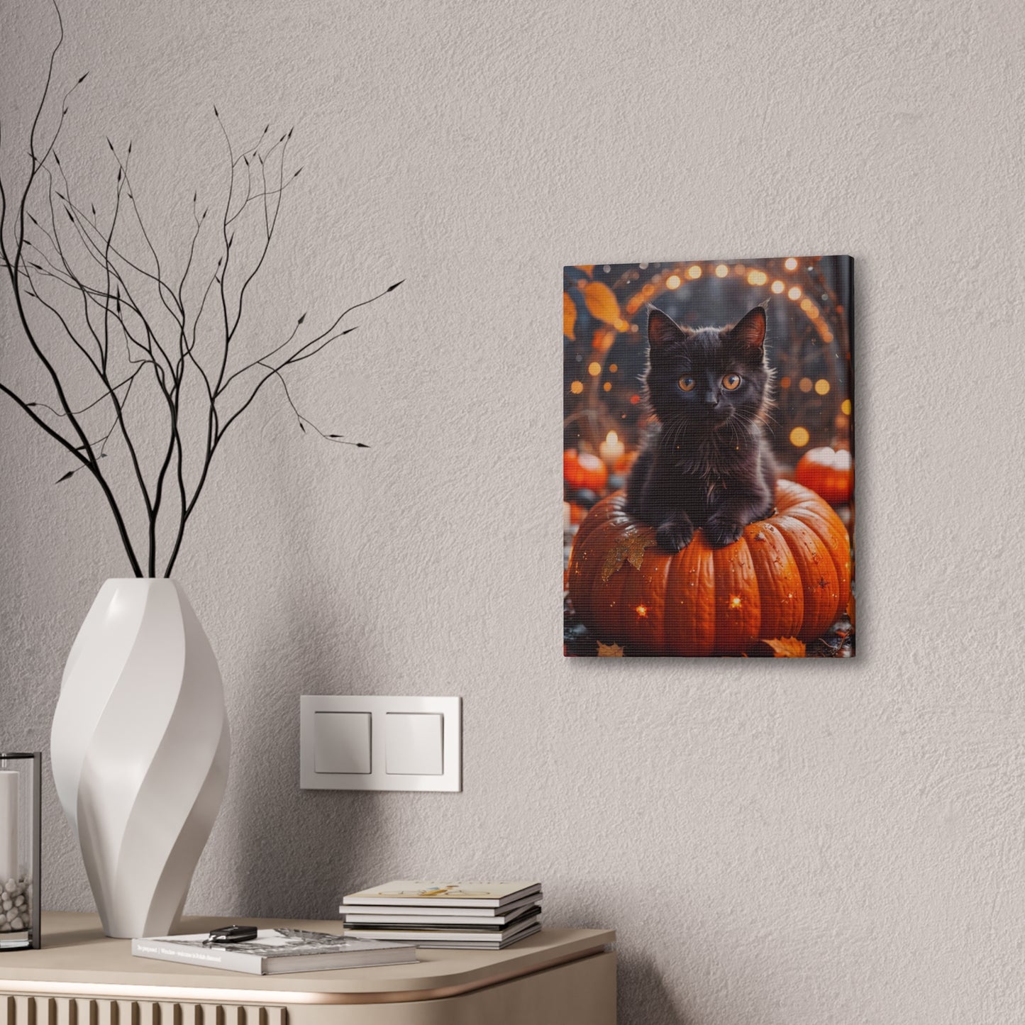 Kitty in Pumkin - Canvas Stretched, 0.75" - Halloween