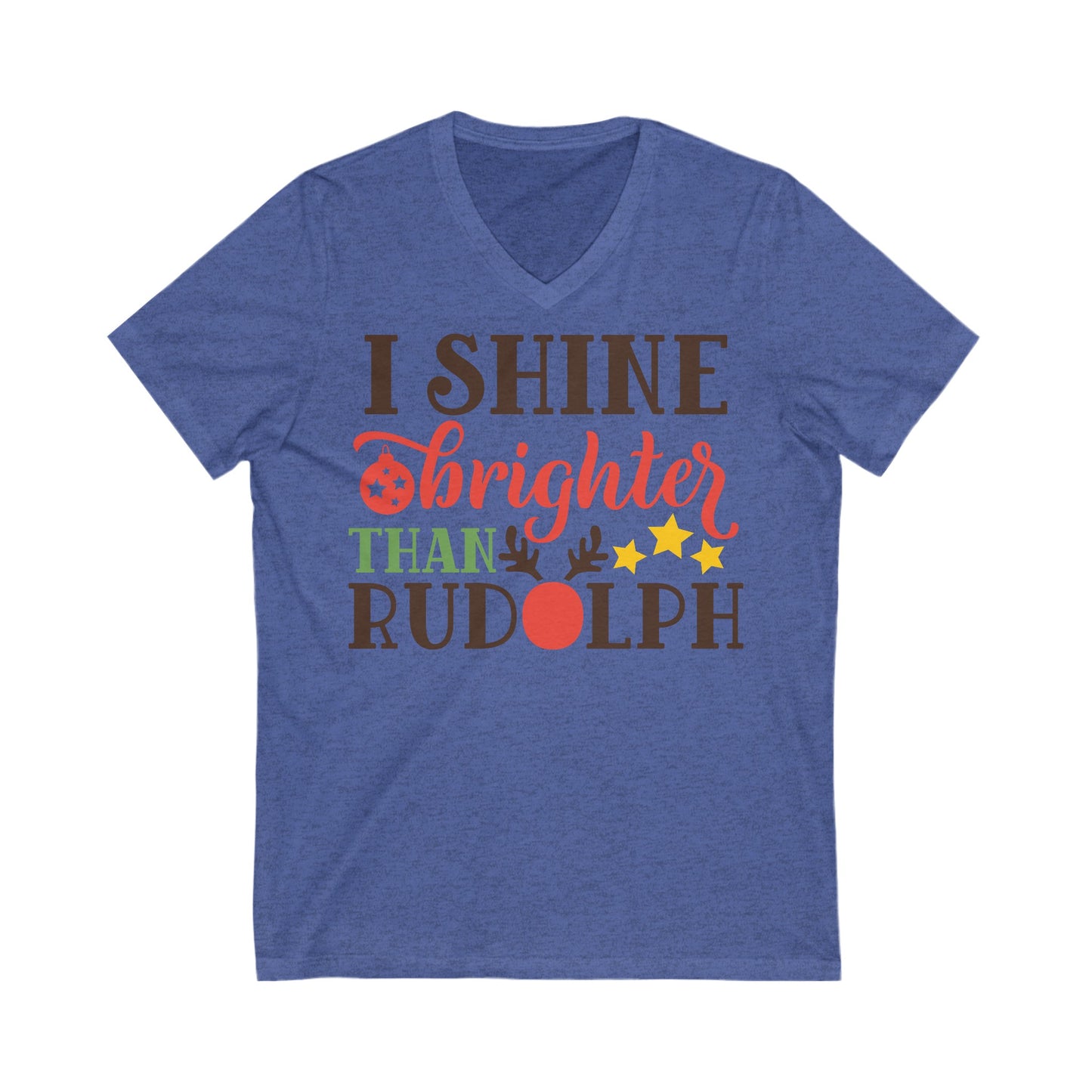 Shine - Unisex Jersey Short Sleeve V-Neck T-Shirts - Christmas