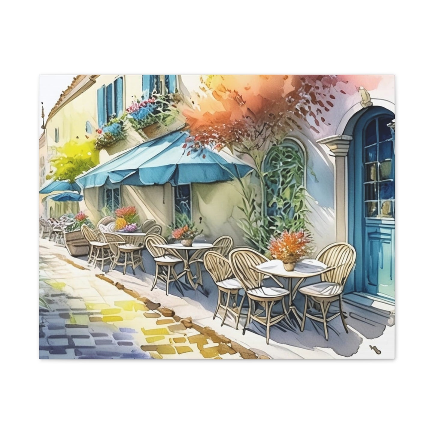 Street Cafe - Canvas Stretched, 0.75"