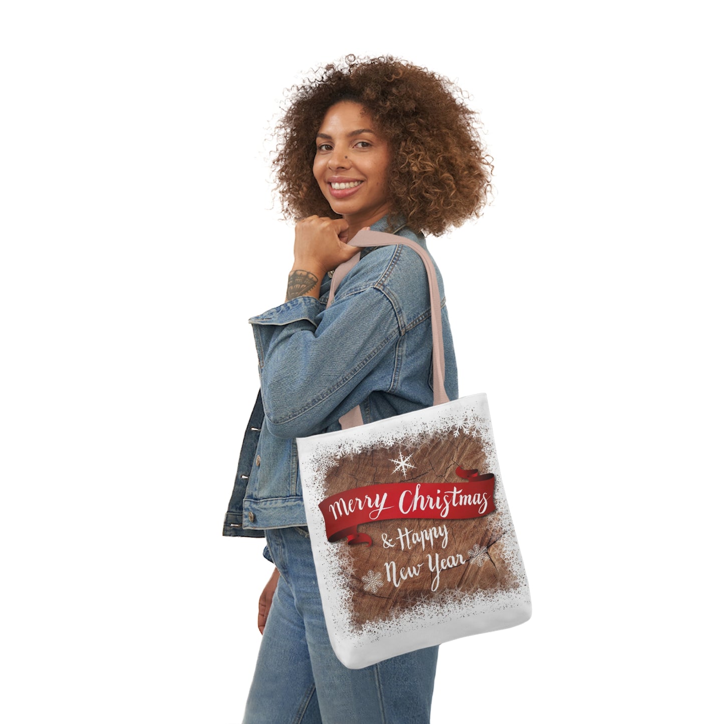 Merry Christmas -Canvas Tote Bag, 5-Color Straps - Christmas