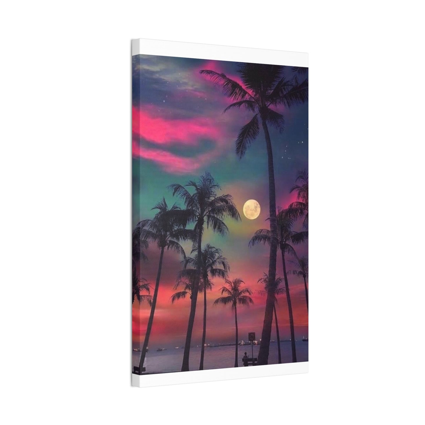 Moon Rise Palms - Canvas Stretched, 0.75"