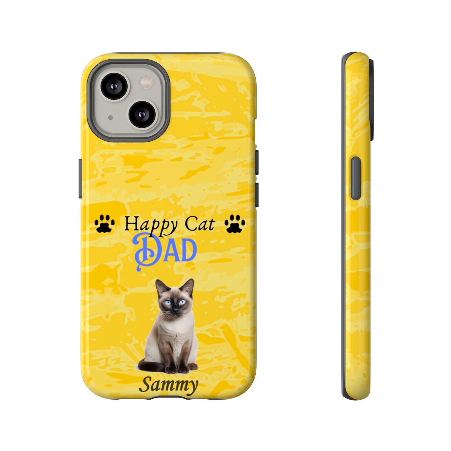 Happy Cat Dad - Personalized - Whimsical Phone Cases - Father's Day