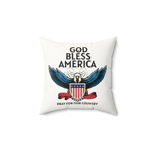 God Bless America - Faux Suede Square Pillow - Mother's Day - Father's Day - Military