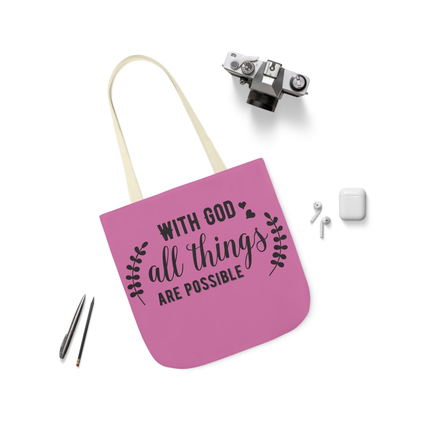 With God - Canvas Tote Bag, 5-Color Straps