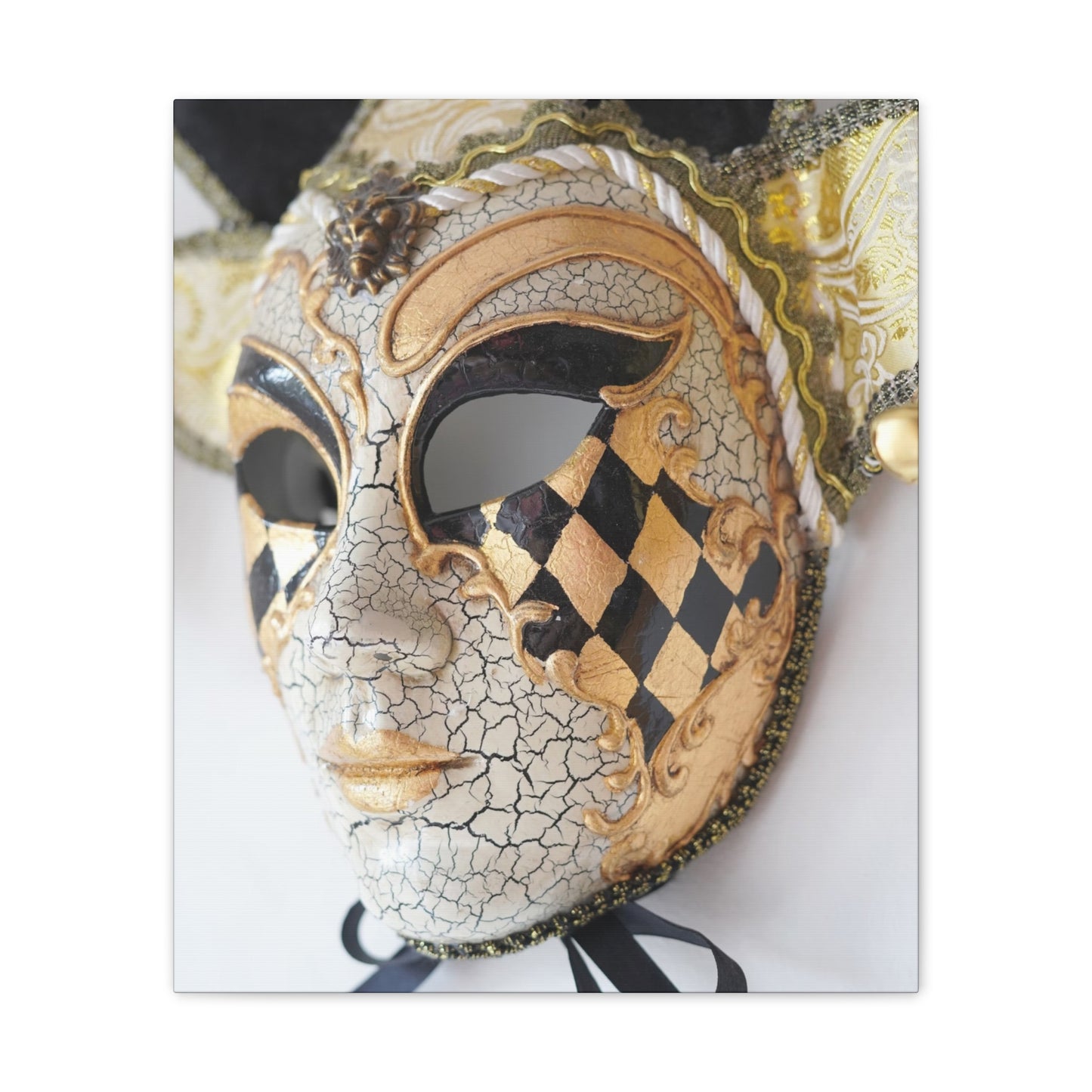 Gold and Silver Mask - Canvas Stretched, 0.75"